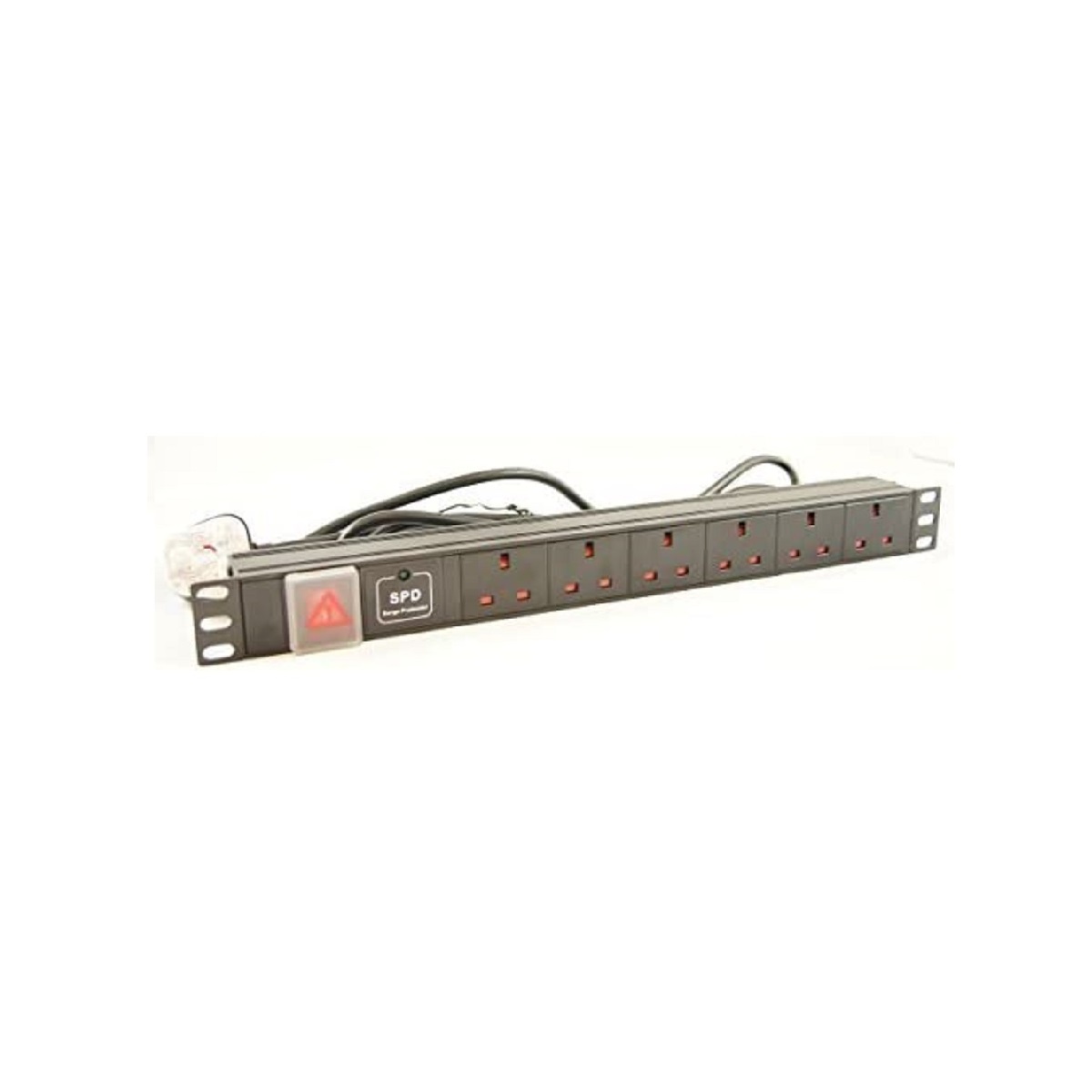 6-Way 1U 19-inch Horizontal Rackmount PDU W Surge Protection Horizontal 19 Rack Mounted Surge Protected 6 Way UK Power Distribution Unit PDU Socket 1u