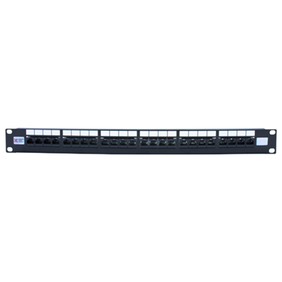 Black CAT6 Unshielded Patch Panel 24-Port 1U Rackmount Vertical Punch