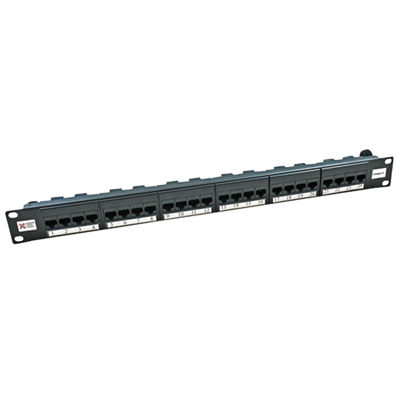 Black CAT6 Unshielded Patch Panel 24-Port 1U Rackmount Horizontal Punch