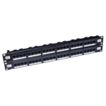 Black CAT6 Unshielded Patch Panel 48-Port 2U Rackmount Horizontal Punch