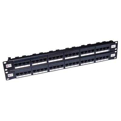 Black CAT6 Unshielded Patch Panel 48-Port 2U Rackmount Horizontal Punch