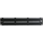 Black 48-Port CAT6 Unshielded Patch Panel 2U Rackmount Horizontal Punch