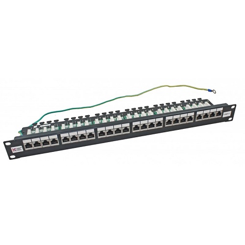 24-port-cat6 (1) Connectix Black (009-002-002-01) 24-Port Shielded CAT6 Patch Panel
