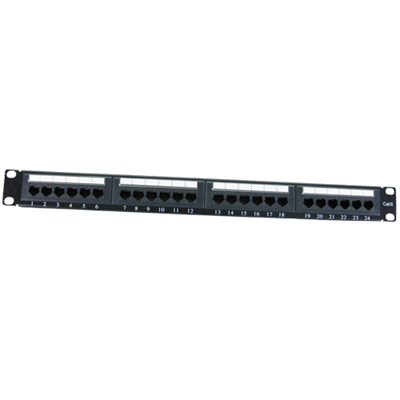 CAT6 Unshielded Patch Panel 24-Port 1U Rackmount Horizontal Punch