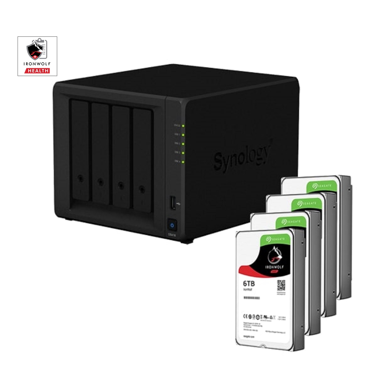 Synology DS418/24TB-SIW 4-Bay 24TB NAS 4x6TB IronWolf Bundle